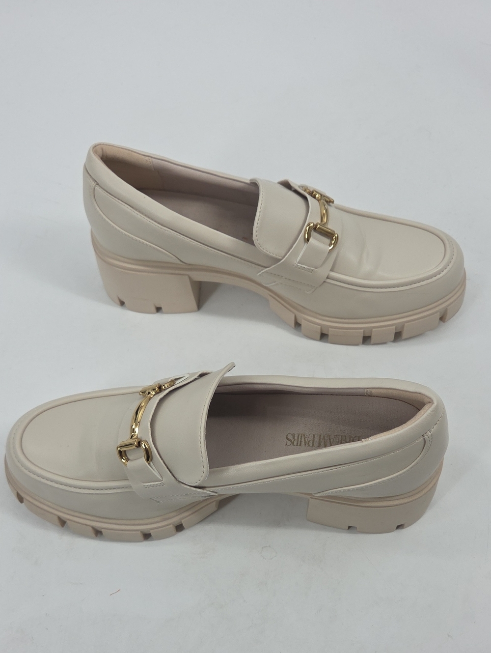 Beige Chunky Loafer with Gold Bit Accent - Picture 13 of 16